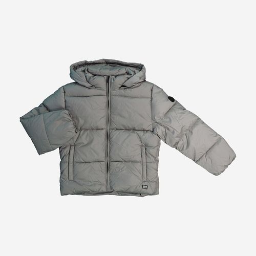 Graue Pufferjacke mit Logo-Details