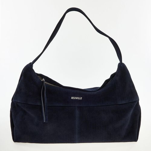 Schwarzblaue Schultertasche aus Wildleder