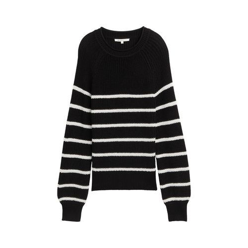 TOM TAILOR DENIM Damen Strickpullover mit leichten Ballonärmeln, schwarz, Gestreift, Gr. XL Image