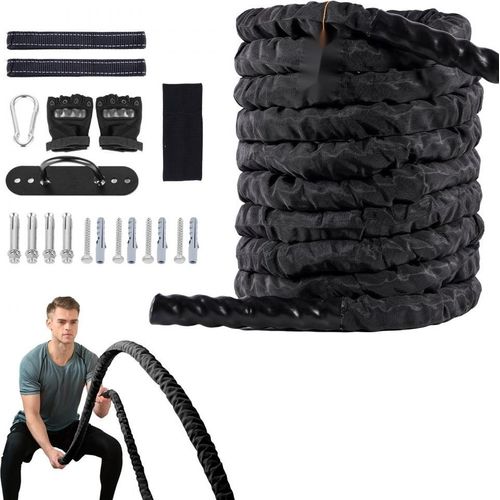 Schlachtseil Trainingsseil 9,1 m - Battle Rope mit Schutzhülle - Hochwertiges Sportseil für effektives Krafttraining - Fitnessgeräte für Zuhause