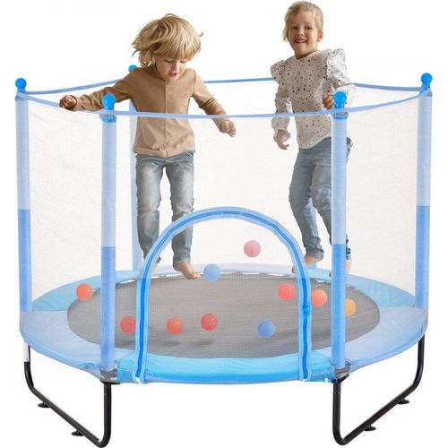 Mini-Trampolin für Kinder - Indoor-Rebounder mit Netz - 1545 mm - Blau - Fitnessgerät für springende Übungen - Spielzeug für aktive Bewegung