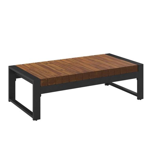 Ambia Garden Loungetisch , Schwarz , Holz, Metall , Akazie , Hartholz , rechteckig , eckig , 110x33x60 cm , Loungemöbel, Loungetische
