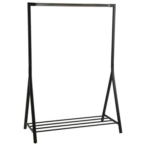 Garderobenständer , Schwarz , Metall , 117x165x59 cm , Schuhablage, standfeste Füße , Garderobe, Garderobenständer