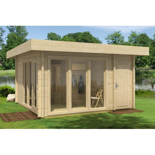 Saunahaus Cubus-70 E, 70 mm Wandstärke (430 x 430 cm)