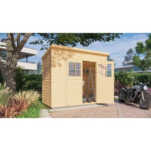Alpholz Gerätehaus Alster Gerätehaus aus Holz, Geräteschrank mit 19 mm Wandstärke, Gartenhaus mit Montagematerial
