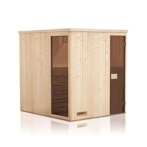 FinnTherm Innensauna Miranda Innensauna 2 Sitzbänke aus Holz , Saunakabine mit 40 mm Wandstärke, Dampfsauna mit Montagematerial
