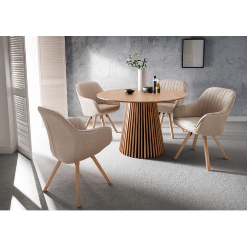 Möbelset Diningtisch Oria, 4er Set Diningsessel Matera beige