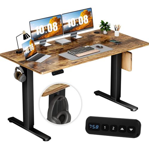 Schreibtisch Höhenverstellbarer Schreibtisch elektrisch,140x60cm,MDF Tischplatte, 1,5cm dick, Höhenverstellung70-115cm,Memory-Funktion,Kindersicherung