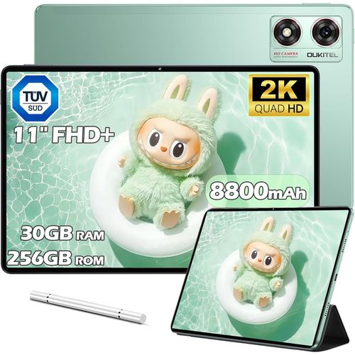 OUKITEL OT8 Tablet 11 Zoll 30GB+256GB 8800mAh Android 13 Gaming Tablet mit Stift, Widevine L1/5G WiFi/4G, Grün