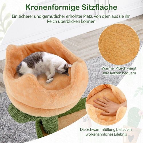 Kratzbaum Kaktus 160cm Katzenbaum mit Katzenhöhle Katzenkratzbaum Spielbaum Holz