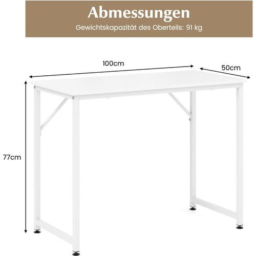 PC-Tisch mit Verstellbaren Fußpolstern Kompakter Computertisch Schreibtisch 100 x 50 x 77 cm Weiß