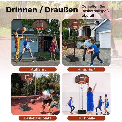 Basketballkorb Outdoor Basketballständer 172-200cm höhenverstellbar Basketballanlage Schwarz