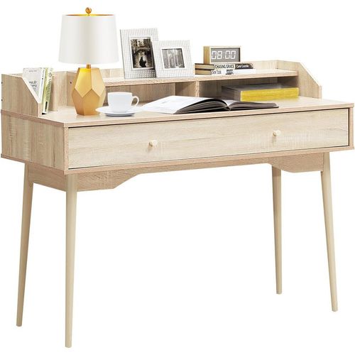 Schreibtisch Computertisch mit Schublade Bürotisch aus Massivholz PC-Arbeitsplatz 120 x 50 x 93 cm Natur