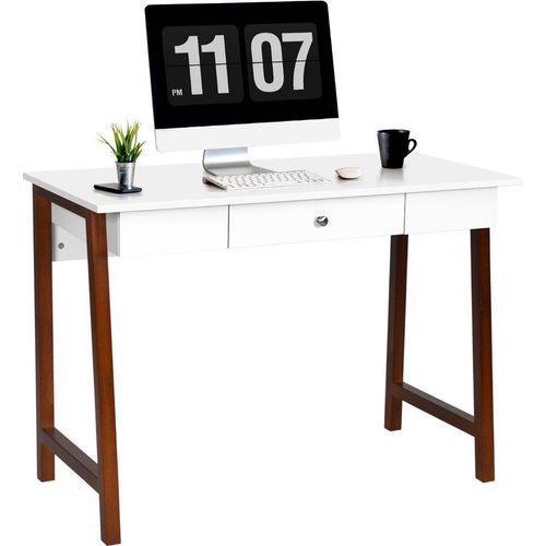 Schreibtisch mit Schublade Computertisch Kautschuk Tischbeine Schminktisch Bürotisch Braun
