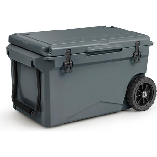 71L Isolierbox mit Flaschenöffner & Griff & Rädern Tragbare Kühlbox Wärmebehälter Grau
