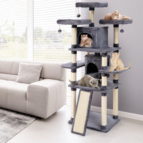 170cm Kratzbaum Kletterbaum Katzenbaum Katzenkratzbaum Kratzmöbel Kratzstämme Höhle mit Spielbälle