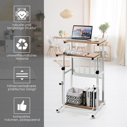 2-in-1-Bürotisch mit Höhenverstellbarer Tischplatte für Präsentationen 55 x 53 x 98 cm