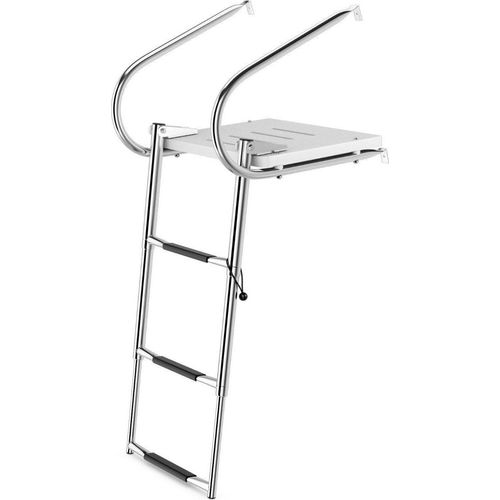 3-stufige Klappbare Teleskop-Bootleiter mit Fiberglasplattform & 2 Handläufen 51,5 x 45 x 37,5 cm