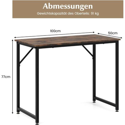PC-Tisch mit Verstellbaren Fußpolstern Kompakter Computertisch Schreibtisch 100 x 50 x 77 cm Braun