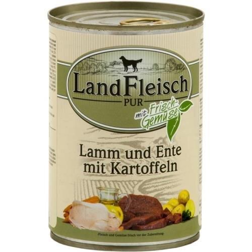 LandFleisch Dog Pur Lamm &amp, Ente &amp, Kartoffeln 12 x 400g