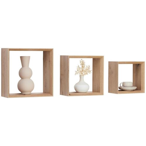 Carryhome Wandregalset , Eiche Artisan , Holzwerkstoff , 3-teilig , 20-28x20-28x11.8 cm , Bsci , Küchen, Küchenmöbel, Küchenregale