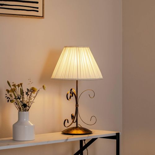 Tischleuchte Grande Odino, 1-flammig, bronzefarben, Textil