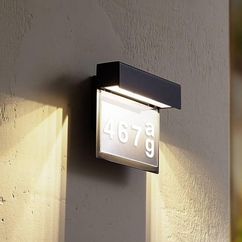 Lindby LED-Hausnummer-Leuchte Antal, anthrazit, Alu