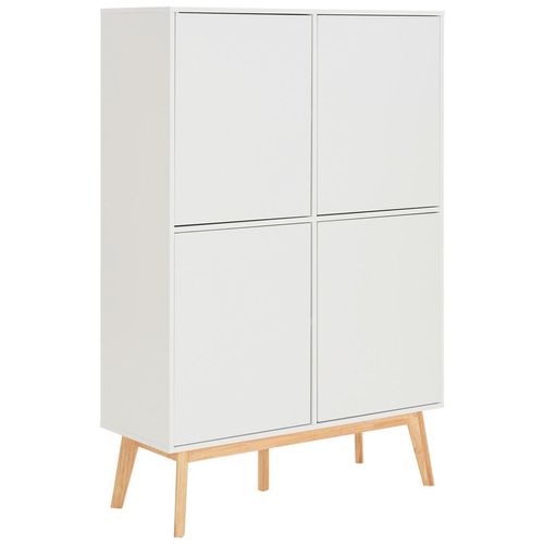 Mid.you Highboard , Weiß , Holzwerkstoff , Kautschukholz , massiv , 4 Fächer , 100x149x40 cm , Holzmöbel, Kleinmöbel Holz, Holzkommoden, Highboards