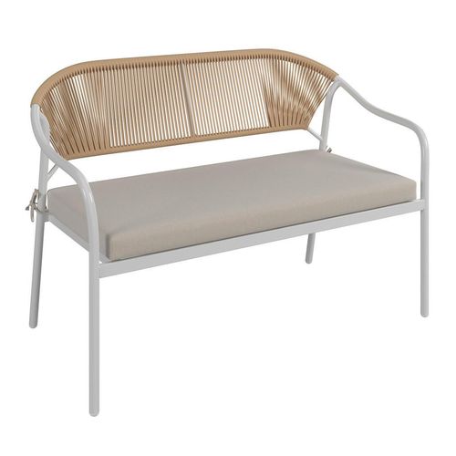 Ambia Garden Gartenset , Creme, Klar, Natur, Weiß , Metall, Kunststoff, Glas, Textil , 4-teilig , Füllung: Schaumstoff , Balkonmöbel, Balkonmöbel-Sets