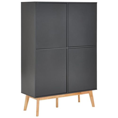 Mid.you Highboard , Grau, Natur , Holzwerkstoff , Kautschukholz , massiv , 4 Fächer , 100x149x40 cm , Holzmöbel, Kleinmöbel Holz, Holzkommoden,