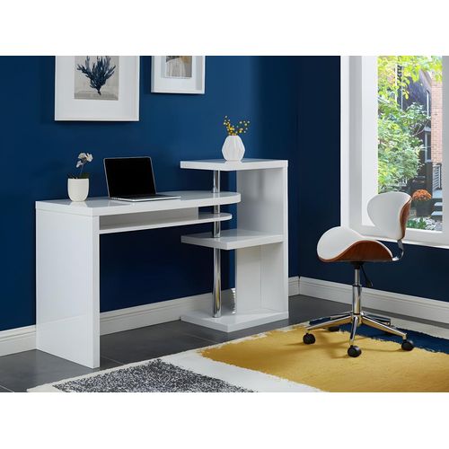 Bürostuhl höhenverstellbar - Kunstleder - Weiß & Nussbaum - MONTE