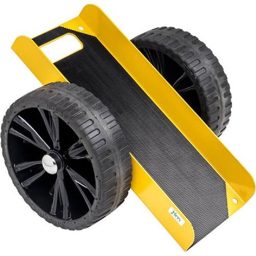 Plattenroller mit Gummimatte 490 x 380 x 260 mm, 200 kg - gelb, unplattbare Räder