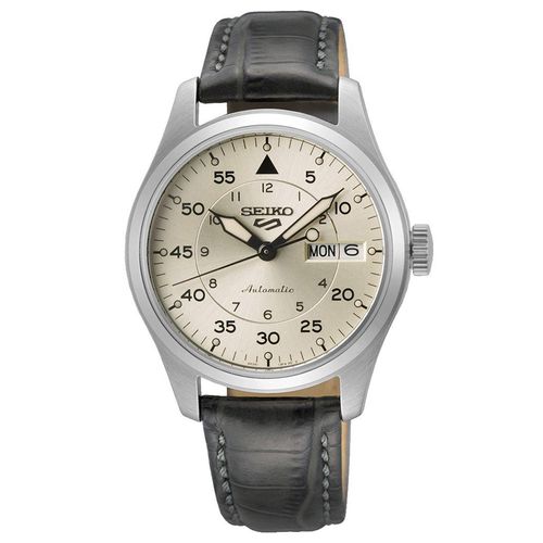 SEIKO Uni Automatik Armbanduhr aus Edelstahl mit Leder Band - 5 Sports - SRPJ87K1