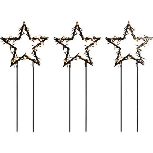 Konstsmide Weihnachtsbeleuchtung LED Metallsterne, 3er-Set, bernsteinfarben (4464-800)