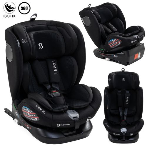 Bebelissimo – EVOL - Kindersitz 40-150 cm - 360° - RWF/FWF - ISOFIX - TOP TETHER - 5-Punkt-Gurt - Verstellbare Kopfstütze - black