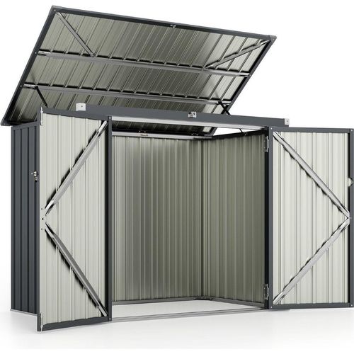 Mülltonnenbox für 2 Mülltonnen Müllbox aus Verzinktem Metall Müllhaus mit 2 Türen