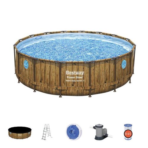 Bestway Poolset , Blau, Braun, Weiß , Metall, Kunststoff , 122 cm , Freizeit, Pools und Wasserspaß, Pools, Aufstellpools