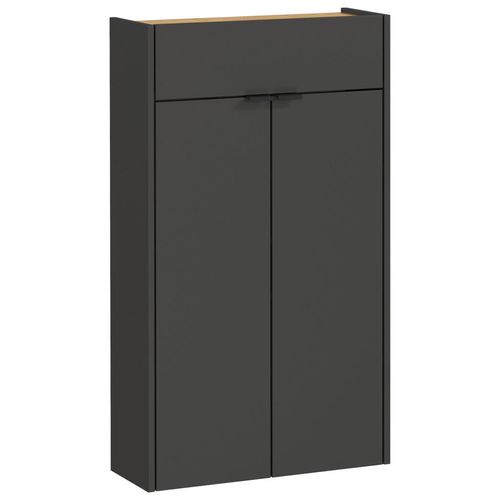 Schuhschrank GW-Ameca , Graphit, Eiche , Metall , 4 Fächer , 1 Schubladen , 56x97x22 cm , Beimöbel erhältlich, hängend, stehend , Garderobe,