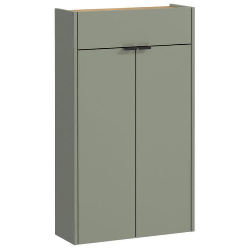 Schuhschrank GW-Ameca , Eiche, Pastellgrün , Metall , 4 Fächer , 1 Schubladen , 56x97x22 cm , Beimöbel erhältlich, hängend, stehend , Garderobe,