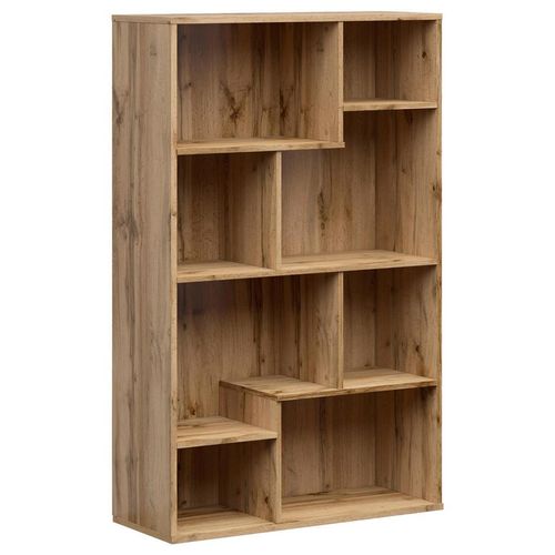 Regal , Eiche Wotan , Holzwerkstoff , 5 Fächer , 87.5x140x33.5 cm , Wohnzimmer, Regale, Bücherregale