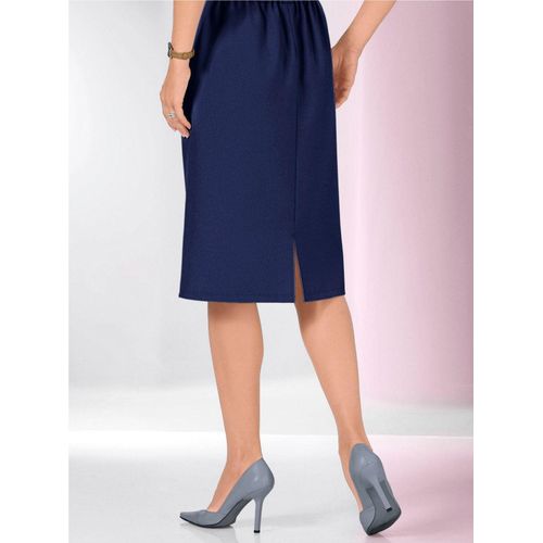 Bleistiftrock CLASSIC BASICS, Damen, Gr. 44, blau (marine), 100% Polyester, unifarben, knielang, Röcke