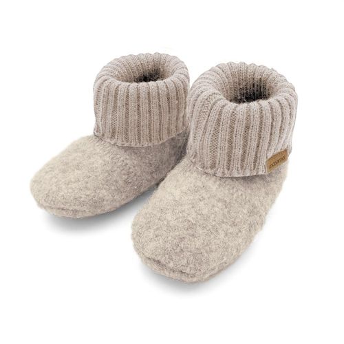 Hüttenschuhe MAXIMO, Kinder, Gr. 21/22, beige (beigemeliert), Obermaterial: 100% Wolle. Futter: 100% Polyacryl, unifarben, meliert, casual, Schuhe, Lauflernschuhe, Wagenschuhe, Elastisches Bündchen