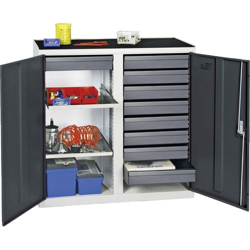 Stumpf Werkzeug- und Materialschrank 3000, RAL 7035/7016, 9 Schubladen, 2 Wannen