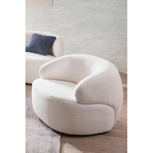 Cocktailsessel SALESFEVER "Cocktailsessel: Stil trifft Komfort", weiß, B:88cm H:69cm T:89cm, Bouclé Stoff (100% Polyester), Sessel, Cocktailsessel, Bezug in Bouclé Optik