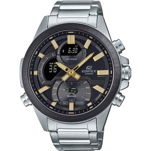Smartwatch CASIO EDIFICE, silber (edelstahlfarben, gold, schwarz), Smartwatches, Armbanduhr,Herrenuhr,Bluetooth,Stoppfunktion,Weltzeit,Edelstahlarmband