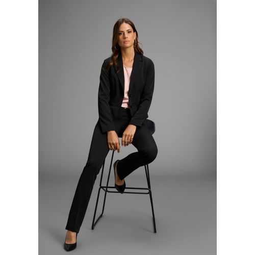 Anzug MELROSE, Damen, Gr. 44, schwarz, Web, Obermaterial: 95% Polyester, 5% Elasthan. Futter: 100% Polyester, unifarben, sehr figurbetont, Anzüge Hosenanzug, Topseller