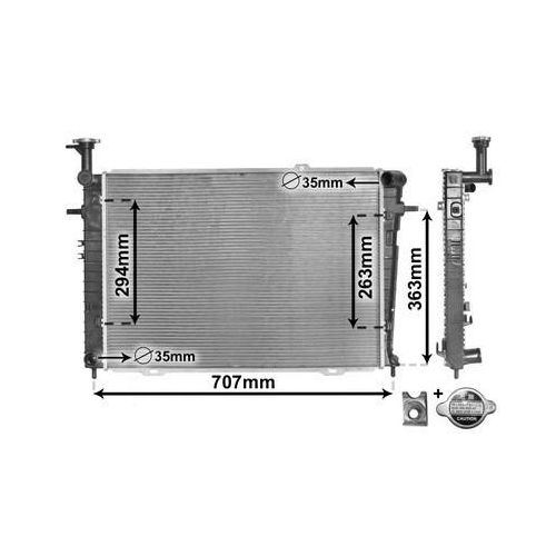 Kühler, Motorkühlung *** IR PLUS *** mit Zubehör (1710-21361) passend für KIA, Hyundai