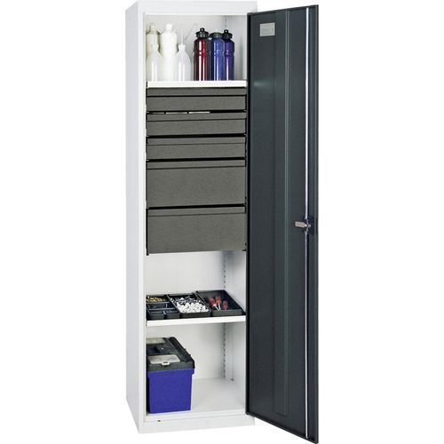 Stumpf Werkzeug- und Materialschrank 3000, RAL 7035/7016, 5 Schubladen, 2 Wannen