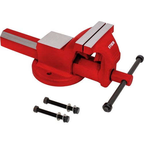 STIER Parallelschraubstock, Spannweite 200mm, Größe 150 mm, Schraubstock mit breiter Ambossfläche, hohe Spannkraft, inkl. Befestigungsmaterial & Rohrspannbacken