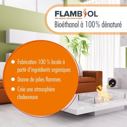 96x 5L FLAMBIOL® Bioethanol 96,6% Premium für Kamine & Ethanol-Brenner